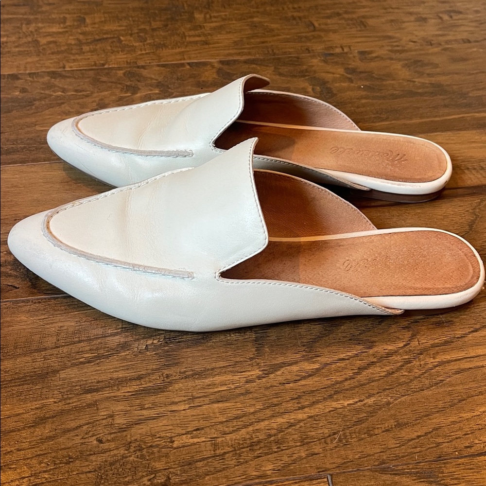 Madewell The Frances Skimmer Mule in Leather Vintage Canvas Cream - Picture 4 of 5